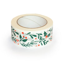 Christmas Packing Tape, Paper Packing Tape Recycled Printed foliage, 50 metres length, 48mm width