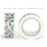 Christmas Packing Tape, Paper Packing Tape Recycled Printed foliage, 50 metres length, 48mm width
