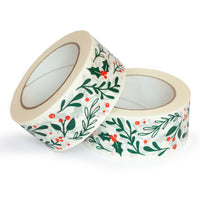 Christmas Packing Tape, Paper Packing Tape Recycled Printed foliage, 50 metres length, 48mm width