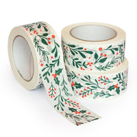 Christmas Packing Tape, Paper Packing Tape Recycled Printed foliage, 50 metres length, 48mm width