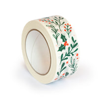 Christmas Packing Tape, Paper Packing Tape Recycled Printed foliage, 50 metres length, 48mm width