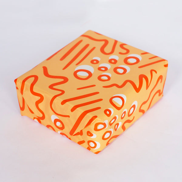 Tissue Paper Orange doodle, 500mm x 380mm Recyclable, Compostable, Biodegradable