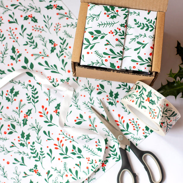 Christmas Tissue Paper Christmas Foliage Recyclable Wrapping Paper, 500mm x 380mm Recyclable, Compostable, Biodegradable