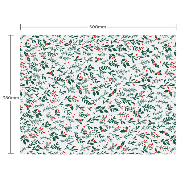 Christmas Tissue Paper Christmas Foliage Recyclable Wrapping Paper, 500mm x 380mm Recyclable, Compostable, Biodegradable