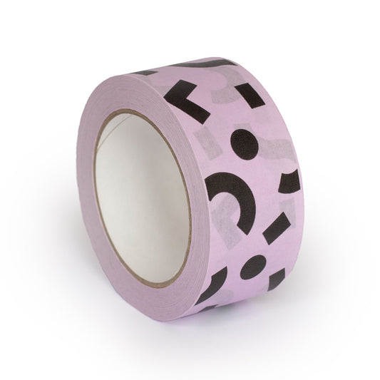 Decorative paper tapes, Shapes on Mauve print, 50 metres length, 48mm width