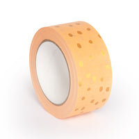Polkadot packaging tape, Printed Orange polka dot, 50 metres length, 48mm width