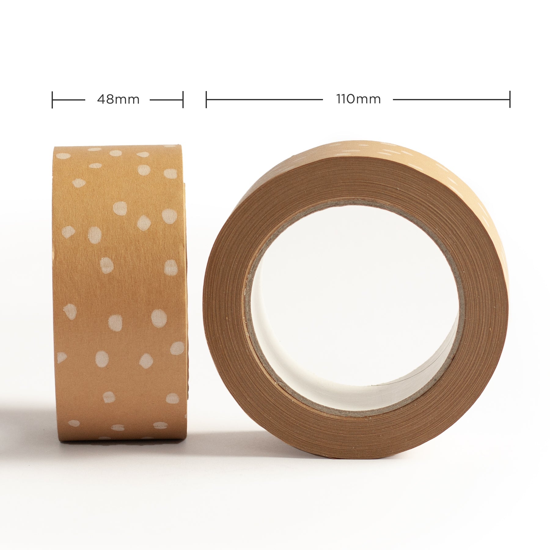 Recyclable Eco Tape, Polka Dot Paper Packaging Tape, Brown Tape With White  Spotty Design, Self Adhesive Packing Tape Made in UK 