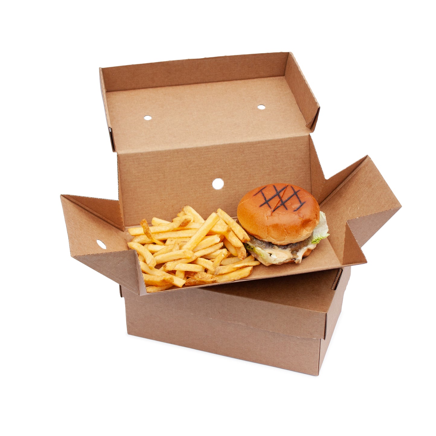 Burger delivery packaging Large Premium Burger box 100 units, 244mm X 122mm X 102mm (Corrugated)