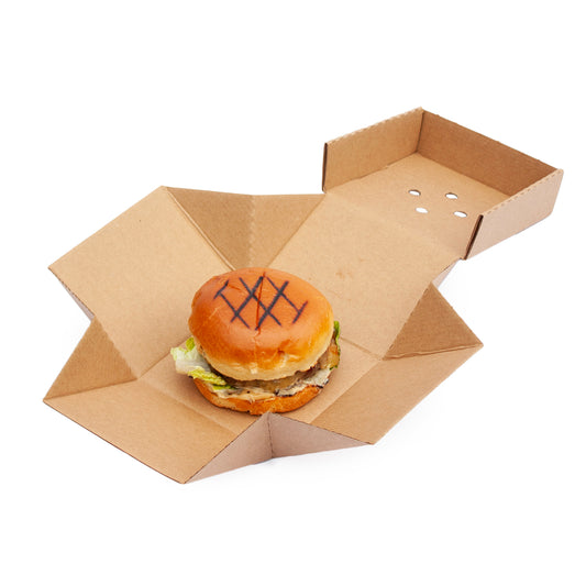 Burger Box Delivery packaging Premium Burger box 100 units, 122mm x 122mm x 102mm (Corrugated)