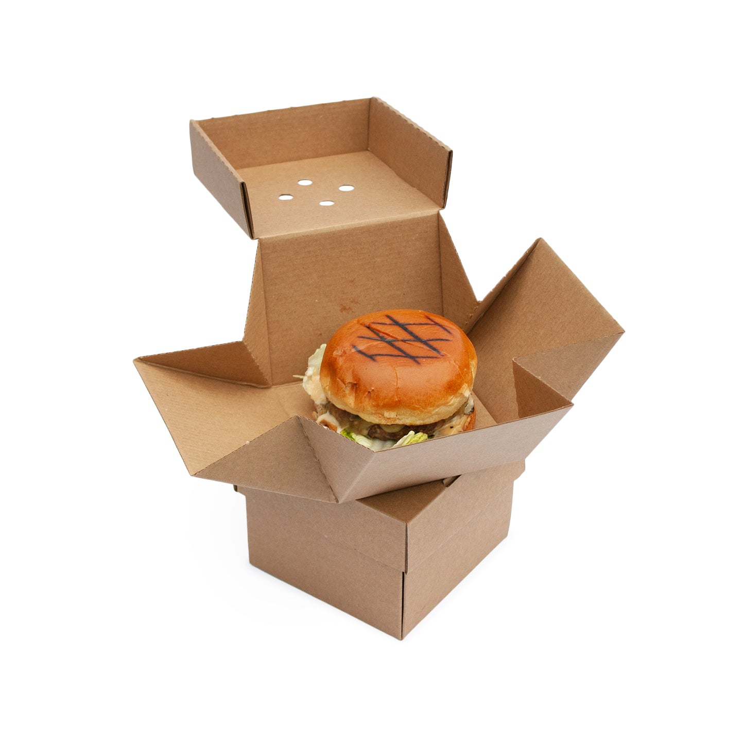 Burger Box Delivery packaging Premium Burger box 100 units, 122mm x 122mm x 102mm (Corrugated)