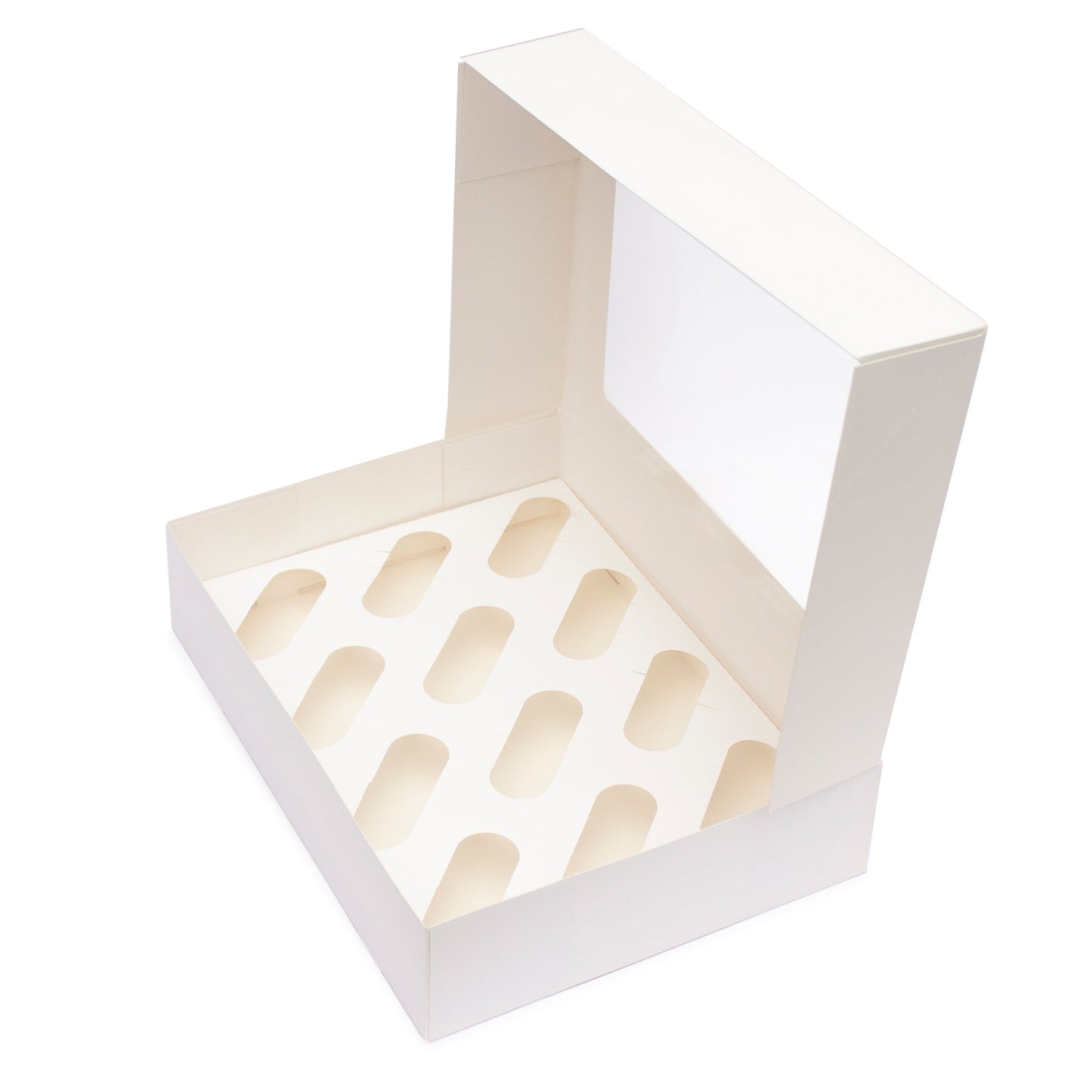 Cupcake boxes with inserts holds 12 cupcakes 330x242x75mm (Compostable PLA window)