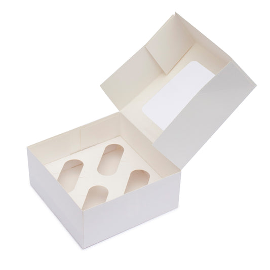 Cupcake boxes with inserts holds 4 cupcakes 170x170x75mm (Compostable PLA window)