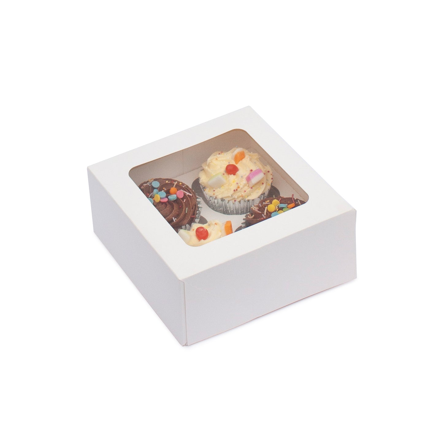 Cupcake boxes with inserts holds 4 cupcakes 170x170x75mm (Compostable PLA window)