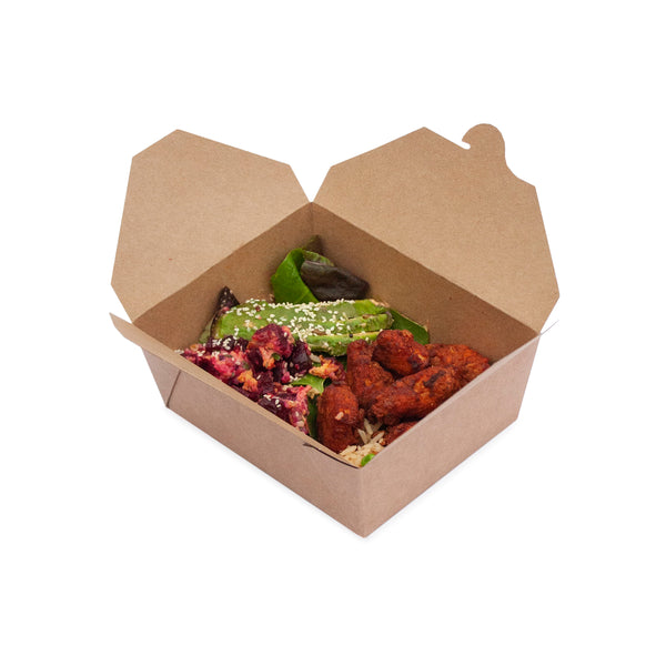 Leakproof food container No.5 kraft food-to-go carton 150 units, 1050ml (15.2 x 12.1 x 5cm)