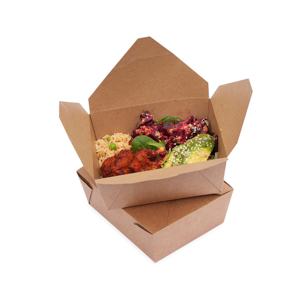 Leakproof food container No.5 kraft food-to-go carton 150 units, 1050ml (15.2 x 12.1 x 5cm)