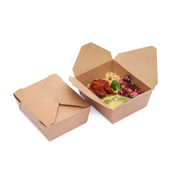 Leakproof food container No.5 kraft food-to-go carton 150 units, 1050ml (15.2 x 12.1 x 5cm)