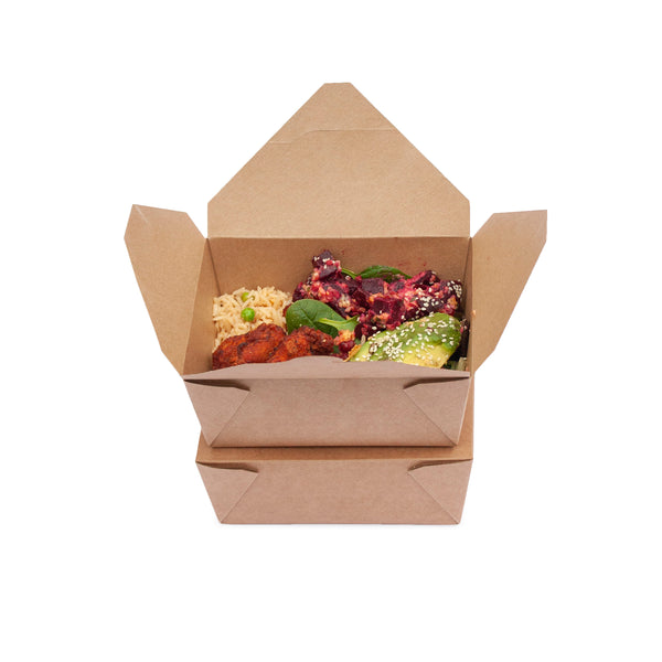 Leakproof food container No.5 kraft food-to-go carton 150 units, 1050ml (15.2 x 12.1 x 5cm)