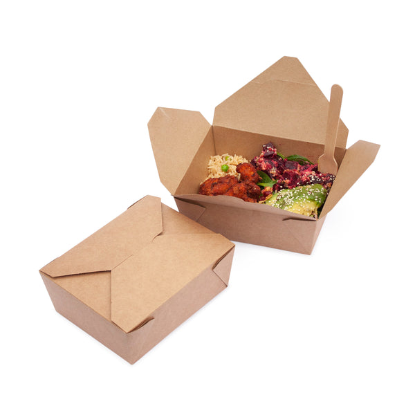 Leakproof food container No.2 kraft food-to-go carton 280 units, 1500ml (19.5 x 14 x 5cm)