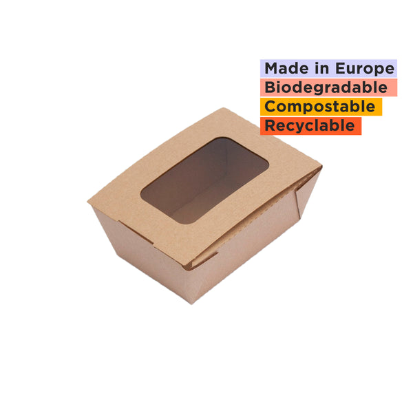 Food Container for Hot Food, Small windowed Bioflute Leakproof hot food boxes