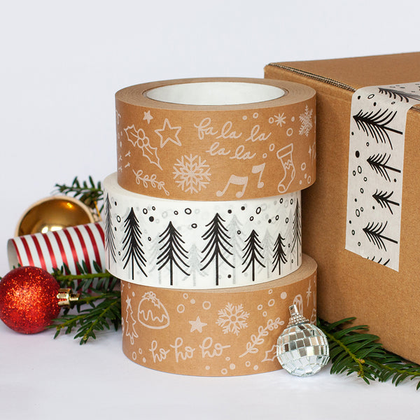 Printed packing tapes, Christmas print, 50 metres length, 48mm width