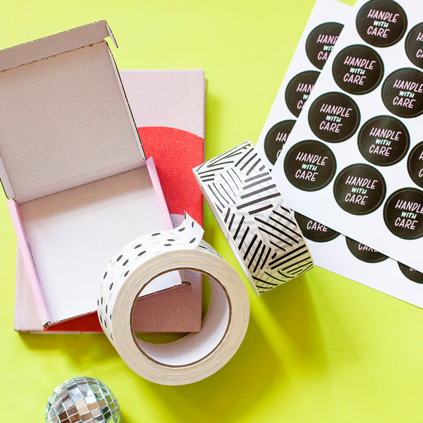 Printed paper packing tape Hatch print, Eco packaging 50 metres in length, 48mm width
