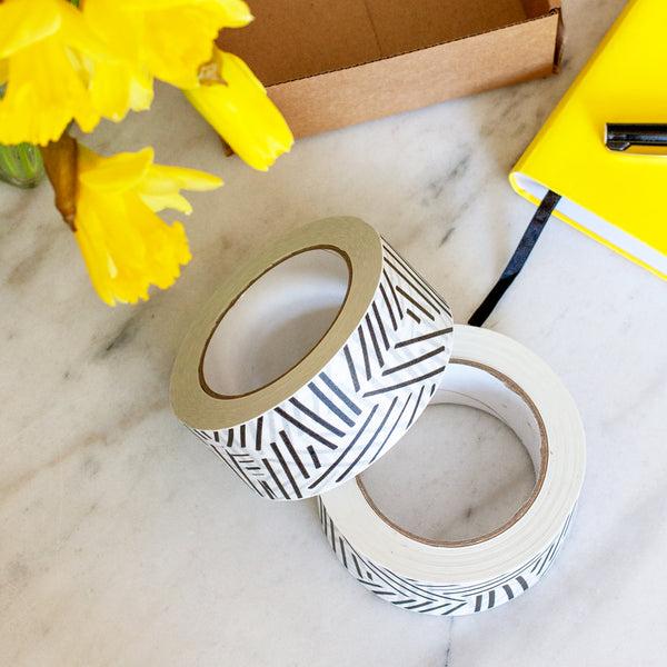 Printed paper packing tape Hatch print, Eco packaging 50 metres in length, 48mm width
