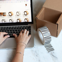 Printed paper packing tape Stripe print, Eco packaging 50 metres in length, 48mm width