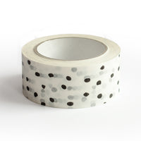 Decorative Paper Tape, Polkadot Packaging Black Polka Dot, 50 metres length, 48mm width
