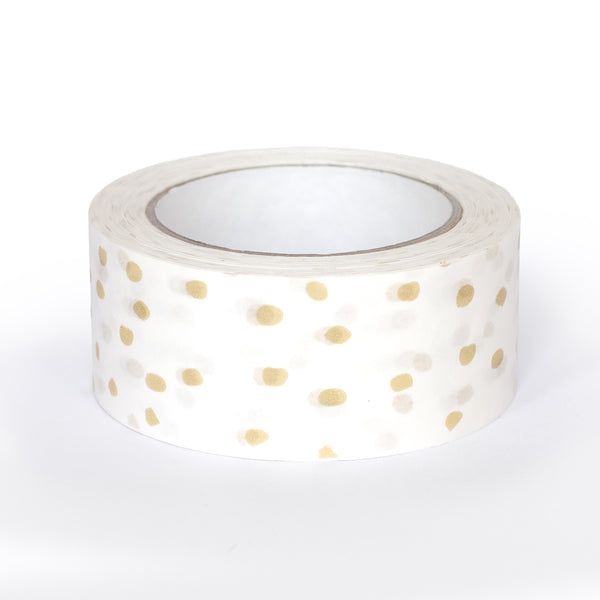 Paper tapes, Printed Gold polka dot, 50 metres length, 48mm width recycled paper