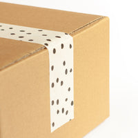 Decorative Paper Tape, Polkadot Packaging Black Polka Dot, 50 metres length, 48mm width