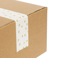 Paper tapes, Printed Gold polka dot, 50 metres length, 48mm width recycled paper