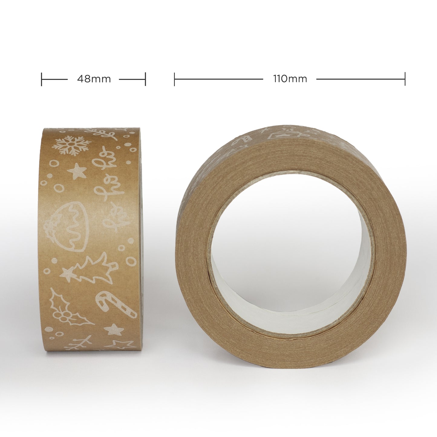 Christmas packing tapes, Printed 50 metres length, 48mm width recycled paper