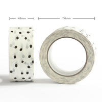 Decorative Paper Tape, Polkadot Packaging Black Polka Dot, 50 metres length, 48mm width