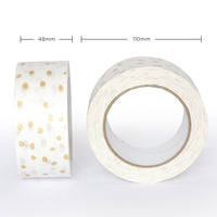 Paper tapes, Printed Gold polka dot, 50 metres length, 48mm width recycled paper