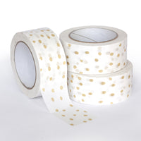 Paper tapes, Printed Gold polka dot, 50 metres length, 48mm width recycled paper