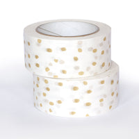 Paper tapes, Printed Gold polka dot, 50 metres length, 48mm width recycled paper