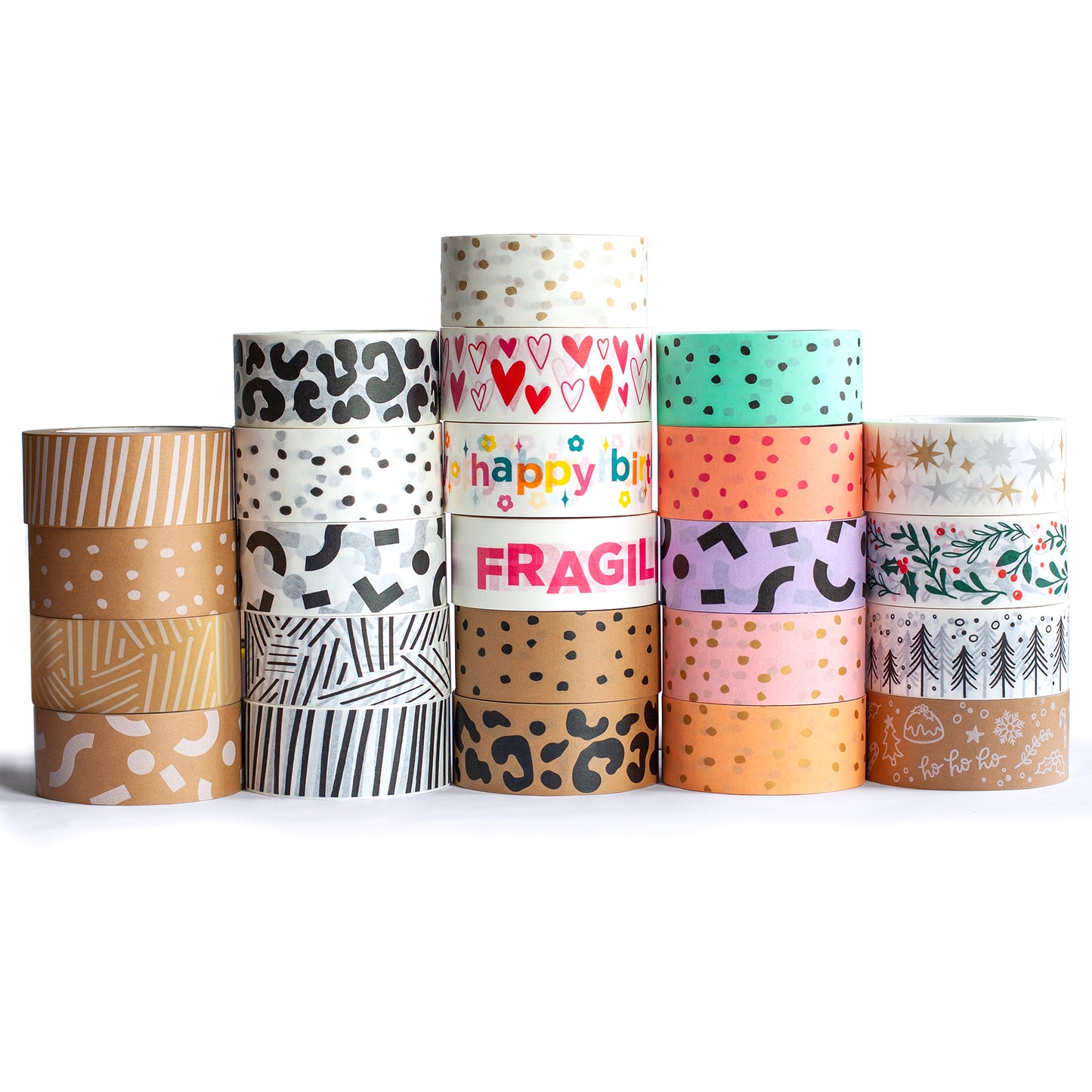 Decorative Paper Tapes, Recycled Paper Packing Tape any 6 of your choice, 50 metres length, 48mm width