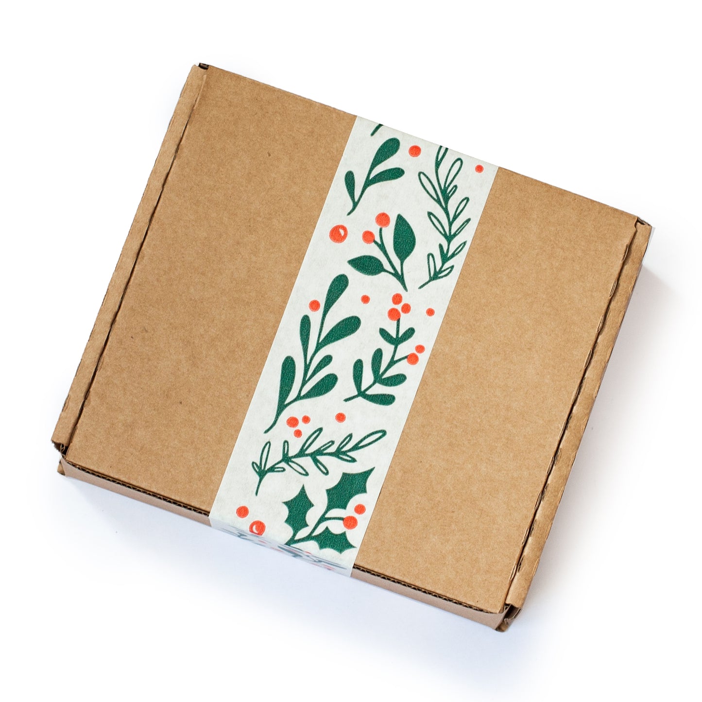 Christmas Packing Tape, Paper Packing Tape Recycled Printed foliage, 50 metres length, 48mm width