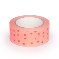 Paper Packing Tape Pink Polkadot and Peach Print, 50m x 48mm. Recycled paper packing tape