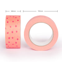 Paper Packing Tape Pink Polkadot and Peach Print, 50m x 48mm. Recycled paper packing tape