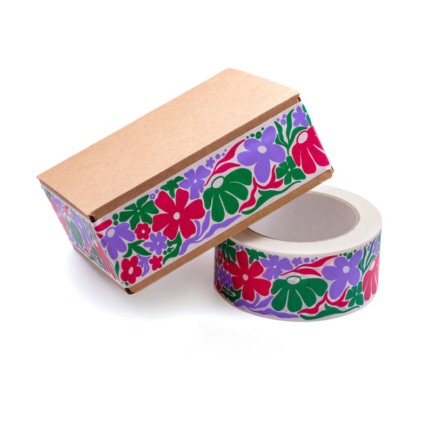 Paper Packing Tape, Eco tape Printed Decorative Spring print, 50 metres length, 48mm width