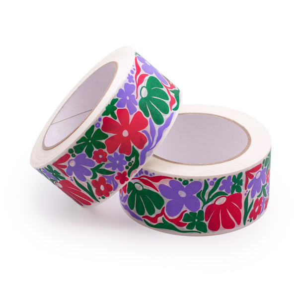 Paper Packing Tape, Eco tape Printed Decorative Spring print, 50 metres length, 48mm width