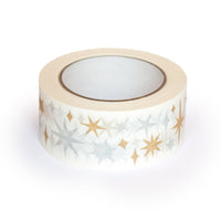 Christmas Decorative Paper Parcel Tape Star Print, 50m x 48mm. Recycled paper packing tape