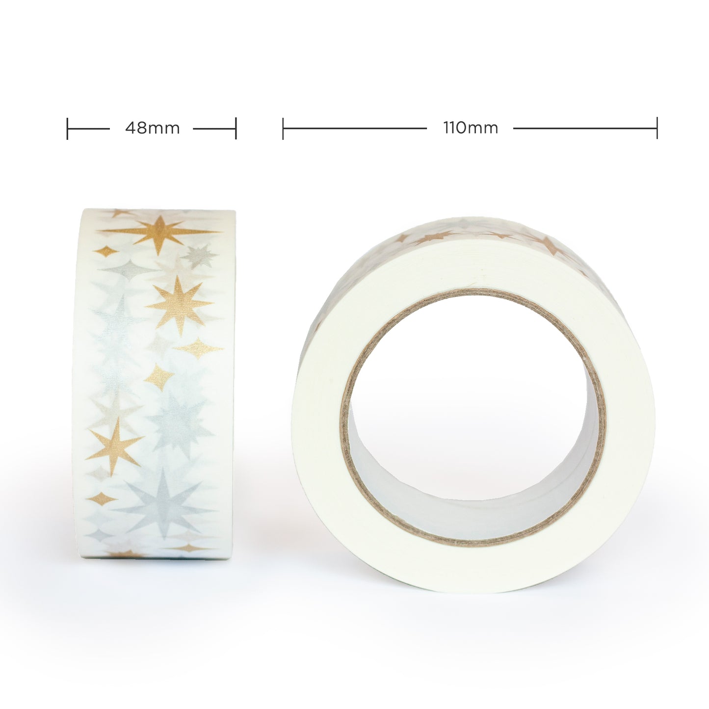 Christmas Decorative Paper Parcel Tape Star Print, 50m x 48mm. Recycled paper packing tape