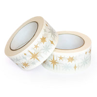 Christmas Decorative Paper Parcel Tape Star Print, 50m x 48mm. Recycled paper packing tape