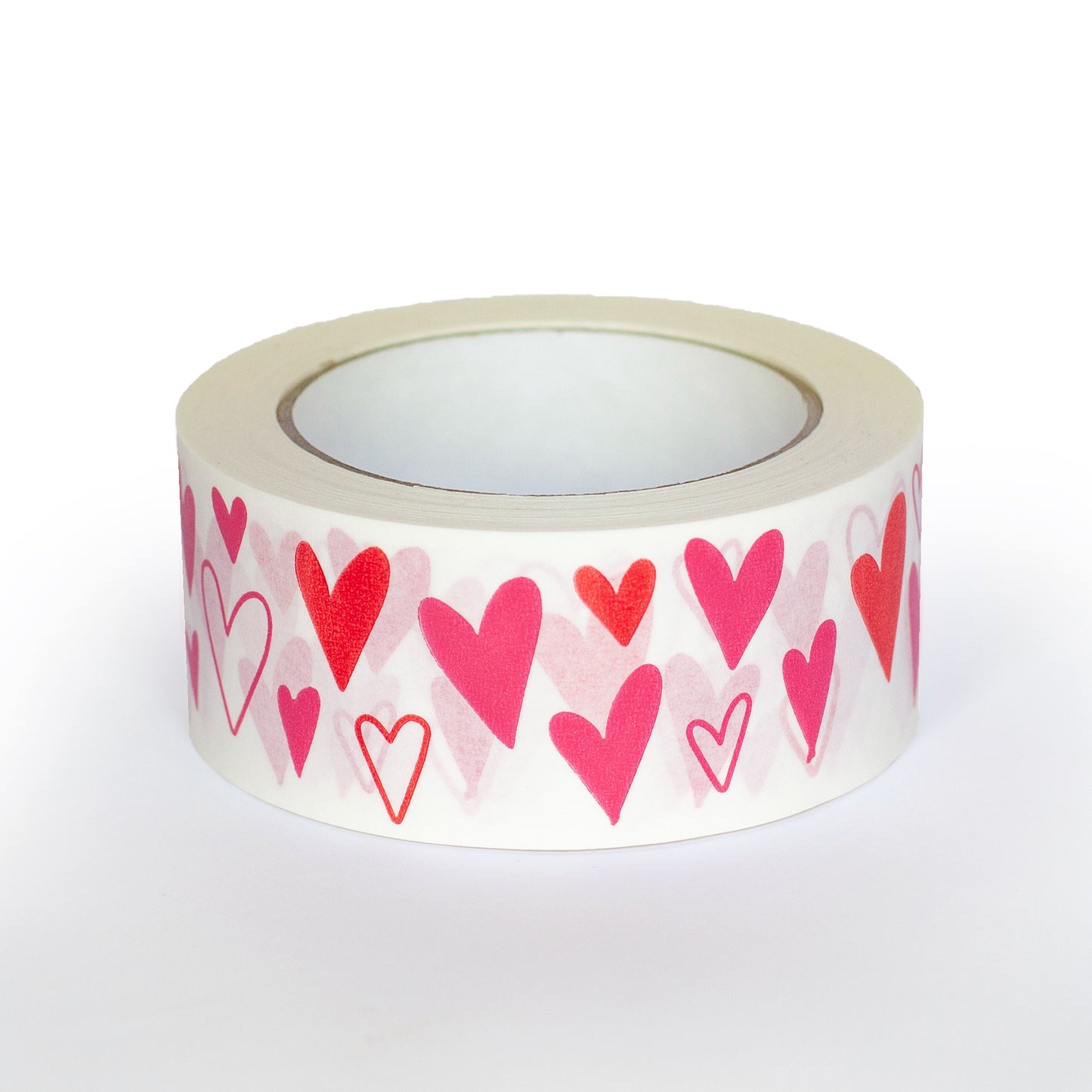 Paper decorative tape valentines heart print, 50m x 48mm. Recycled paper packing tape