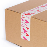 Paper decorative tape valentines heart print, 50m x 48mm. Recycled paper packing tape