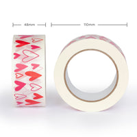 Paper decorative tape valentines heart print, 50m x 48mm. Recycled paper packing tape