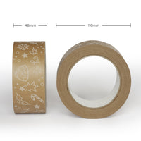 Christmas Packing Tape, Recycled Paper Christmas print, 50 metres length, 48mm width