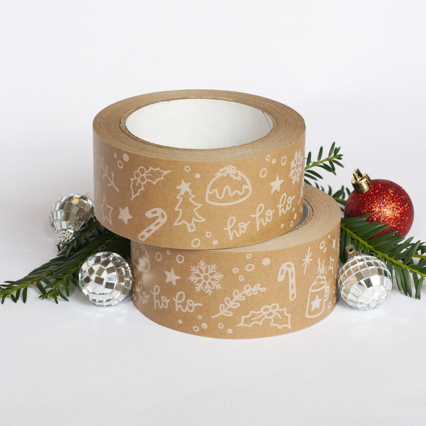 Christmas Packing Tape, Recycled Paper Christmas print, 50 metres length, 48mm width